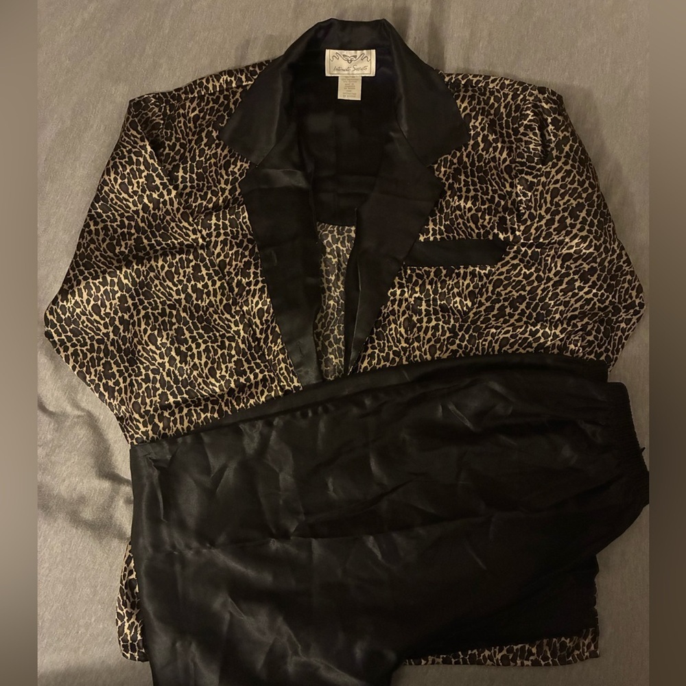 Leopard Print Satin Pajama Set
